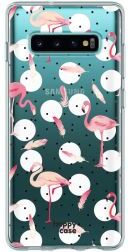 HappyCase Galaxy S10 Flexibel TPU Hoesje Flamingo Print