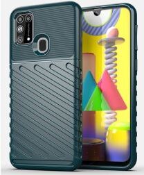 Geen Samsung Galaxy M31 Twill Thunder Texture Back Cover Groen