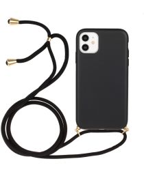 Geen Apple iPhone 11 Hoesje Back Cover Flexibel TPU met Koord Zwart