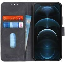 KHAZNEH Apple iPhone 12 Pro Max Hoesje Retro Wallet Book Case Zwart