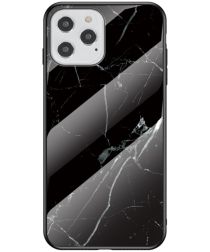 Geen Apple iPhone 12 / 12 Pro Hoesje Hybride Back Cover Zwart Marmer