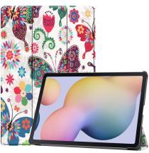 Geen Samsung Galaxy Tab S7 Plus Hoesje Tri-Fold Bloemen en Planten Print