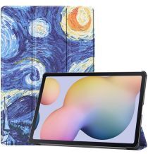 Geen Samsung Galaxy Tab S7 Plus Hoesje Tri-Fold Print Blauw