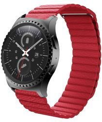 Geen Universeel Smartwatch 22MM Bandje Echt Leer met Magneetsluiting Rood