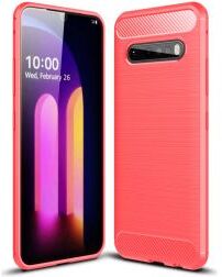 Geen LG V60 ThinQ Geborsteld TPU Hoesje Rood