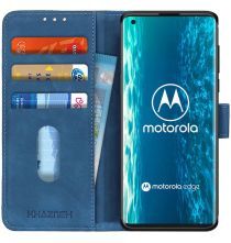 Geen Motorola Edge vintage Portemonnee Hoesje Blauw