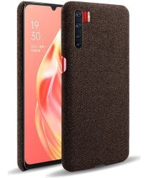 Geen Oppo A91 Stof Hard Back Cover Coffee
