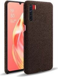 Geen Oppo A91 Stof Hard Back Cover Coffee