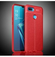 Geen Oppo A12 Hoesje met Kunstleer Coating Rood