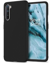 Geen OnePlus Nord Hoesje Twill Slim Texture Back Cover Zwart