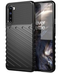 Geen OnePlus Nord Twill Thunder Texture Back Cover Zwart