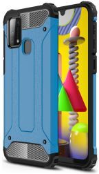 Geen Samsung Galaxy M31 Hoesje Shock Proof Hybride Backcover Blauw