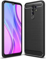 Geen Xiaomi Redmi 9 Hoesje Geborsteld TPU Flexibel Zwart