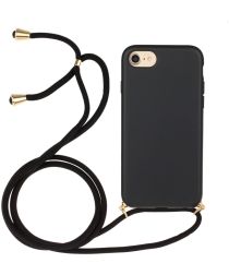 Geen Apple iPhone 6/6S/7/8 Hoesje Back Cover Flexibel TPU met Koord Zwart