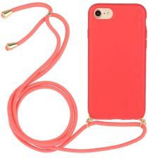 Geen Apple iPhone 6/6S/7/8 Hoesje Back Cover Flexibel TPU met Koord Rood