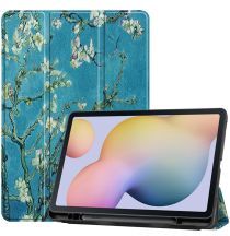 Geen Samsung Galaxy Tab S7 Hoesje Tri-Fold Book Case Tree With Flower Print