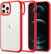 Spigen Ultra Hybrid Apple iPhone 12 / 12 Pro Hoesje Transparant/Rood