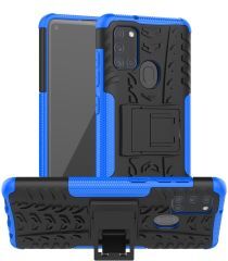 Geen Samsung Galaxy A21S Hybride Kickstand Hoesje Blauw