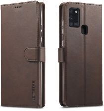 LC.IMEEKE Samsung Galaxy A21S Stijlvol Vintage Portemonnee Bookcase Hoesje Brown