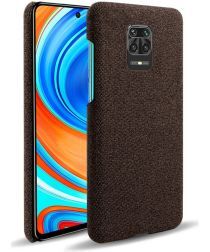 Geen Xiaomi Redmi Note 9S / Note 9 Pro Stoffen Hoesje Back Cover Bruin