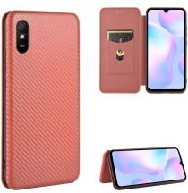 Geen Xiaomi Redmi 9A Hoesje TPU Carbon Design Bruin