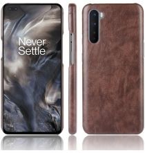 Geen OnePlus Nord Hoesje Litchi Skin Backcover Bruin