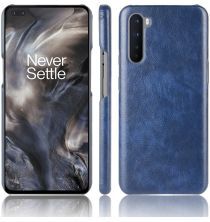 Geen OnePlus Nord Hoesje Litchi Skin Backcover Blauw