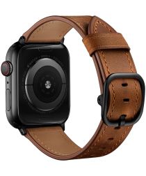 Geen Apple Watch 41MM / 40MM / 38MM Bandje Leer met Modieuze Gespsluiting Bruin