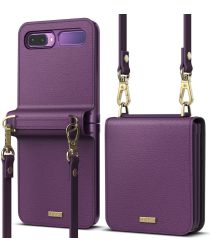 Ringke Folio Signature Samsung Galaxy Z Flip Hoesje Paars met Strap