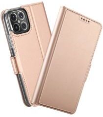 Geen Apple iPhone 12 Mini Hoesje Kunstlederen Book Case Rose Gold