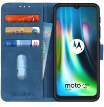 Geen Motorola Moto G9 Play / Moto E7 Plus Hoesje Vintage Wallet Blauw