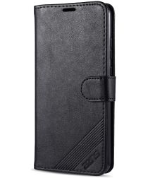 AZNS Xiaomi Redmi 9C Hoesje Wallet Book Case Kunst Leer Zwart