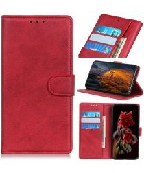 Geen Google Pixel 5 Hoesje Wallet Stand Kunst Leer Rood