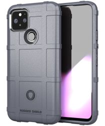 Geen Google Pixel 5 Hoesje Shock Proof Rugged Shield Grijs