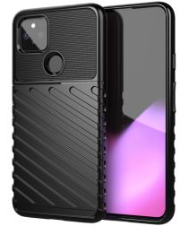 Geen Google Pixel 4A 5G Twill Thunder Texture Back Cover Zwart