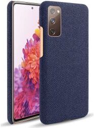 Geen Samsung Galaxy S20 FE Hoesje Back Cover Stof Textuur Blauw