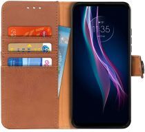 Khazneh Motorola Moto One Fusion Plus Hoesje Retro Wallet Book Case Bruin