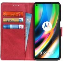 Geen Motorola Moto G9 Plus Portemonnee Stand Hoesje Rood