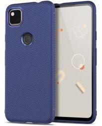 Geen Google Pixel 4A Hoesje Twill Slim Textuur Back Cover Blauw