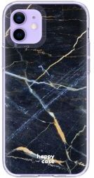 HappyCase iPhone 12 / 12 Pro Hoesje Flexibel TPU Donker Marmer