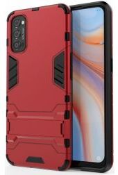 Geen Oppo Reno 4 5G Hoesje Shock Proof Back Cover Met Kickstand Rood