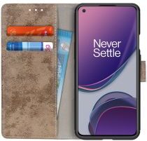 Geen OnePlus 8T Book Case Hoesje Retro Wallet Khaki