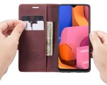 Geen Samsung Galaxy A20s Portemonnee Stand Hoesje Kunstleer Bordeaux Rood