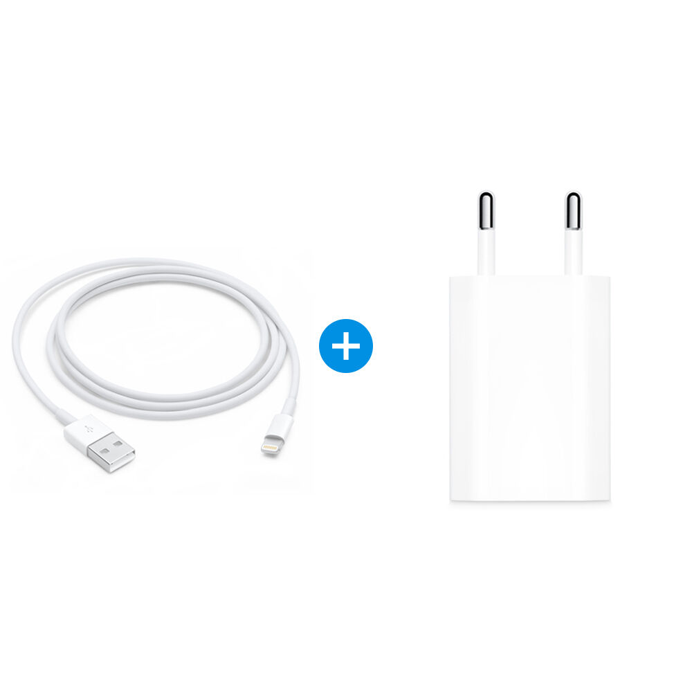 Apple Lightning naar USB-A Kabel - 1 Meter + Apple USB Adapter EU Plug 5V