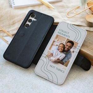 smartphoto Personalisiertes Samsung Galaxy S24+ Plus Handy Etui selbst gestalten   Farbe Schwarz   Kunstleder mit robustem Kunststoff-Inlay u. Einstecktaschen