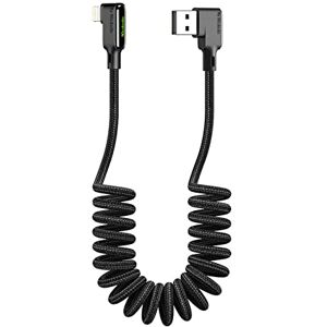 mcdodo Spiral ladekabel for iphone im auto,90 grad Feder Teleskop kabel Datentransfer,Dehnbar von 0,3 m bis 1,8 m (Schwarz)