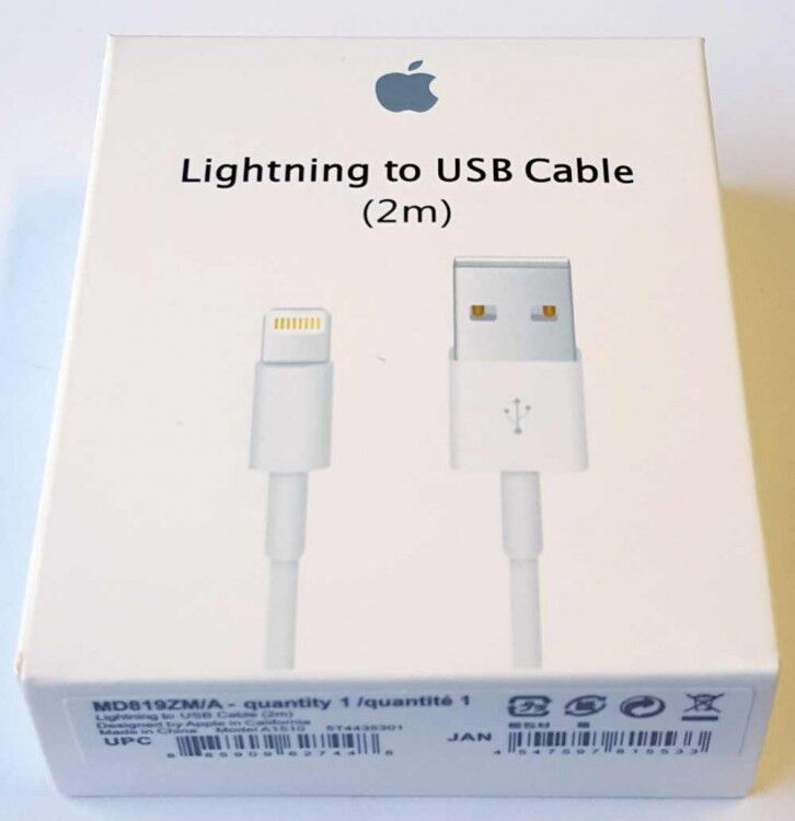 Apple Original Retail Apple MD819 ZM/A Lightning Ladekabel 2m, iPhone 12 11 XS XR  X 8 7 SE / iPad iPod