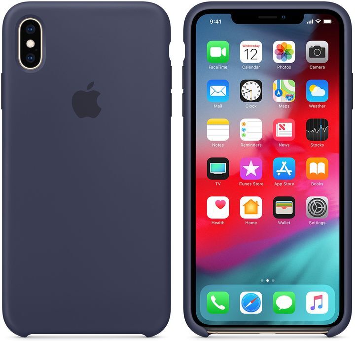 Apple Originalverpackt Apple Silikon Mikrofaser Cover Hülle für iPhone XS Max - mitternachblau