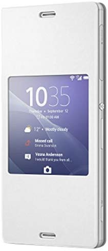 Sony Hülle Case Cover mit Fenster Window Kompatibel mit Xperia Z3 Smartphone - Weiß