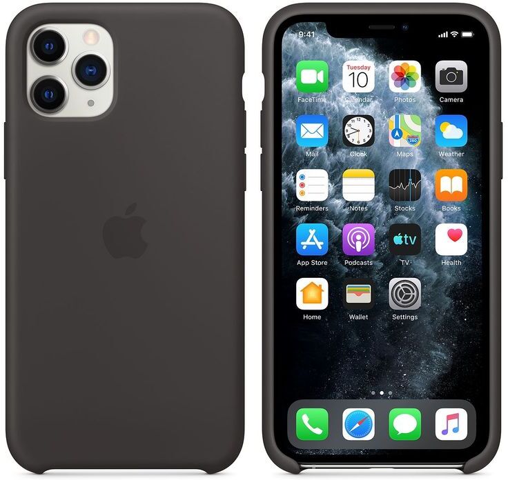 Apple Originalverpackung MWYN2ZM/A Apple Silikon Mikrofaser Cover Hülle für iPhone 11 Pro - schwarz